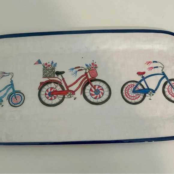 SUR LA TABLE Serving Platter Bicycles Red‎ White Blue. - Picture 2 of 7